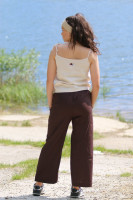 Ľanové 3/4 nohavice Kakao