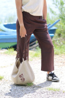 Ľanové 3/4 nohavice Kakao