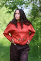 Ľanový vyšívaný top Natural