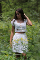 Vyšívaný bavlnený crop top Biela alej