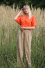 Ľanový crop top Pomaranč