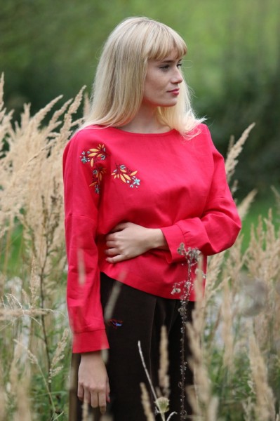 Ľanový vyšívaný top Elegancia