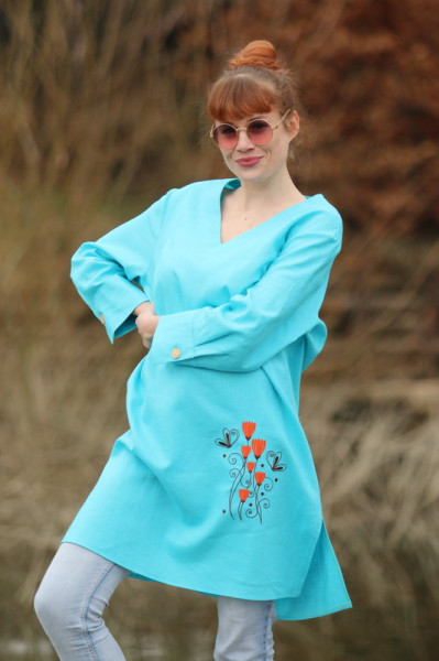 Ľanová vyšívaná...