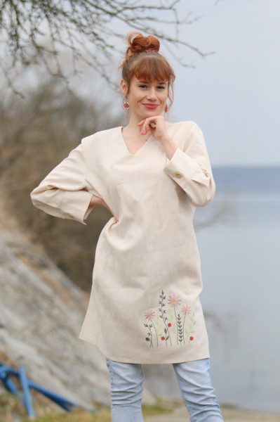 Ľanová šato-tunika Lúka kvetov
