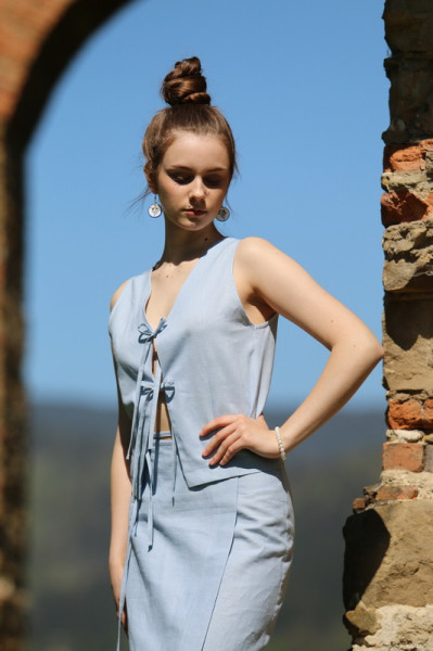 Ľanový top na viazanie Darina