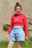 Vyšívaná crop mikina DCÉRA KRÁĽA červená