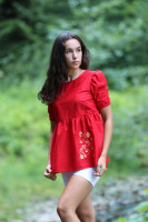 Vyšívaná bavlnená blúzka Jahodová pena