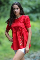 Vyšívaná bavlnená blúzka Jahodová pena