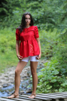 Vyšívaná bavlnená blúzka Jahodová pena