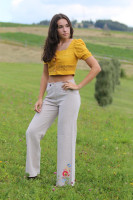 Ľanové vyšívané nohavice Cesta do svetla