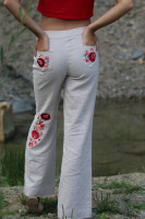 Ľanové vyšívané nohavice Vyryté do skál