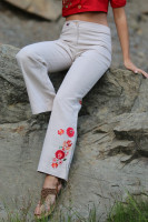 Ľanové vyšívané nohavice Vyryté do skál