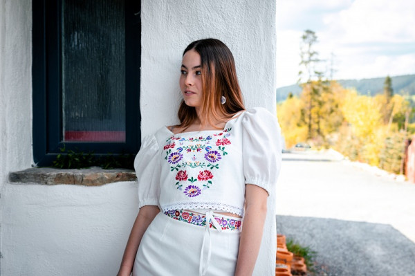 Ľanový crop top Podpoľanie II.