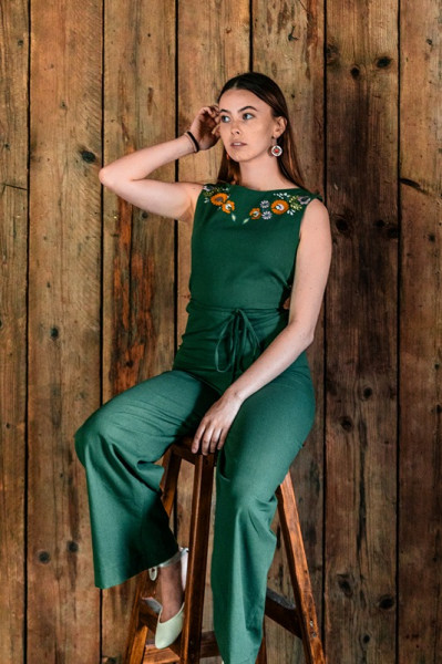 Ľanový vyšívaný overal...