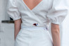 Ľanový vyšívaný crop top Častkov II.