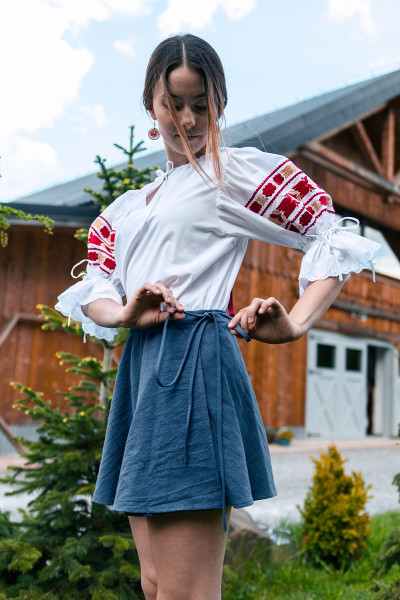 Ľanová suknička Modrá hmla
