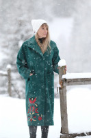 Dlhý vyšívaný petrolejový kabát Zem piesní