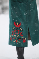 Dlhý vyšívaný petrolejový kabát Zem piesní