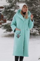 Vlnený dlhý vyšívaný kabát Snehová kráľovná
