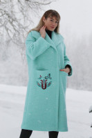 Vlnený dlhý vyšívaný kabát Snehová kráľovná