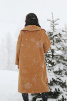 Dlhý vlnený vyšívaný kabát Vôňa škorice